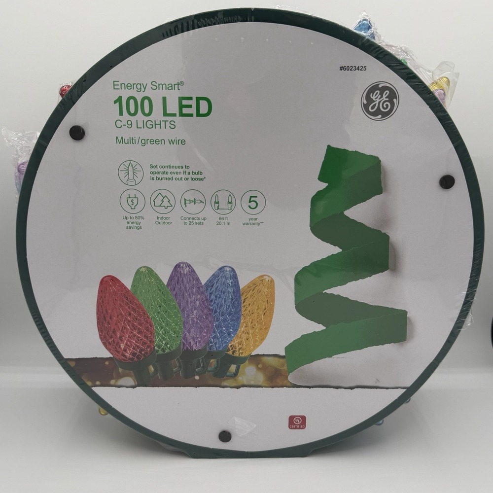 GE 100-count 66 Ft Energy Smart Multi-Color LED Diamond Cut‎ C9 Christmas Lights